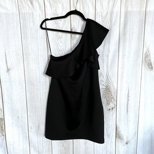 NWOT Express One Shoulder Black Mini Dress